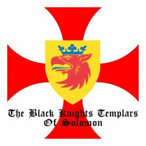 Zweeds Orde logo: een groot roos pattee kruis. In het midden een geen schild, met een blauw gekroonde arendskop.