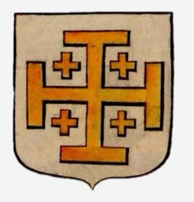 Bouclier médiéval orné d'une croix de Jérusalem