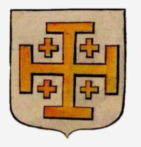 Escudo medieval con cruz de Jerusalén