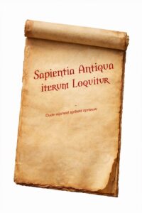 perkament met de tekst: oude wijsheid spreekt opnieuw.