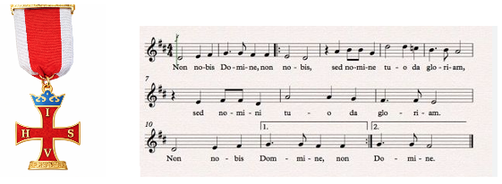 Knights Templar Cross Medal + sheet music Non Nobis