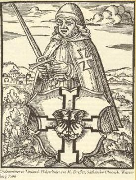 Representación histórica de la transición de los Hermanos de la Espada a la Orden Teutónica