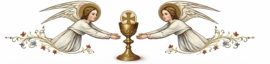 Twee engelen met de Heilige Graal als symbool van het avondmaal en het verbond