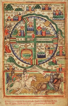 Middeleeuwse kaart van Jeruzalem met tempel en stadsmuren
