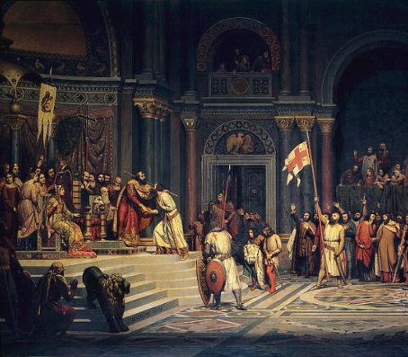 Juramento de lealtad de Godofredo de Bouillon al emperador bizantino Alejo I