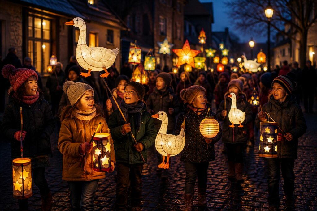 Sint Maarten Kinderoptocht met ganzenlampionnetjes